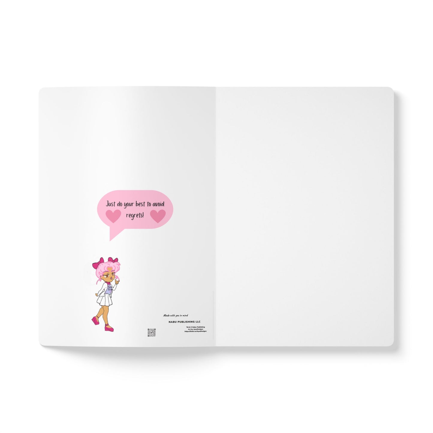 Cute Softcover Journal with Inside Prints – Featuring Miss LightBrownPink