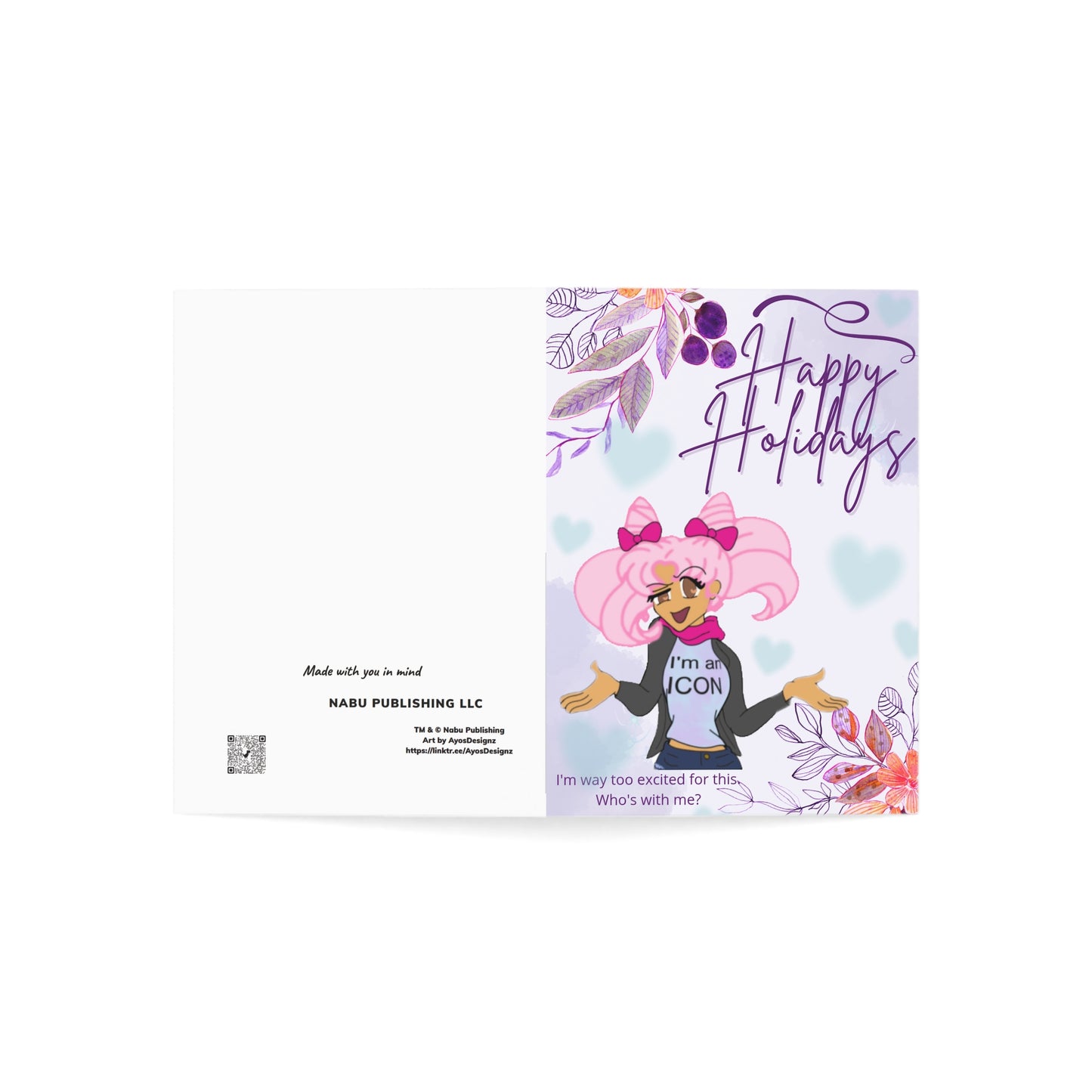 Miss LightBrownPink Cosplay Happy Holidays Greeting Cards Set of 1 or 10