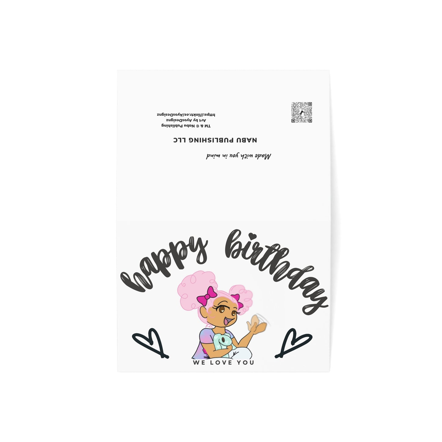 Greeting Card - Miss LightBrownPink Happy Birthday Illustration