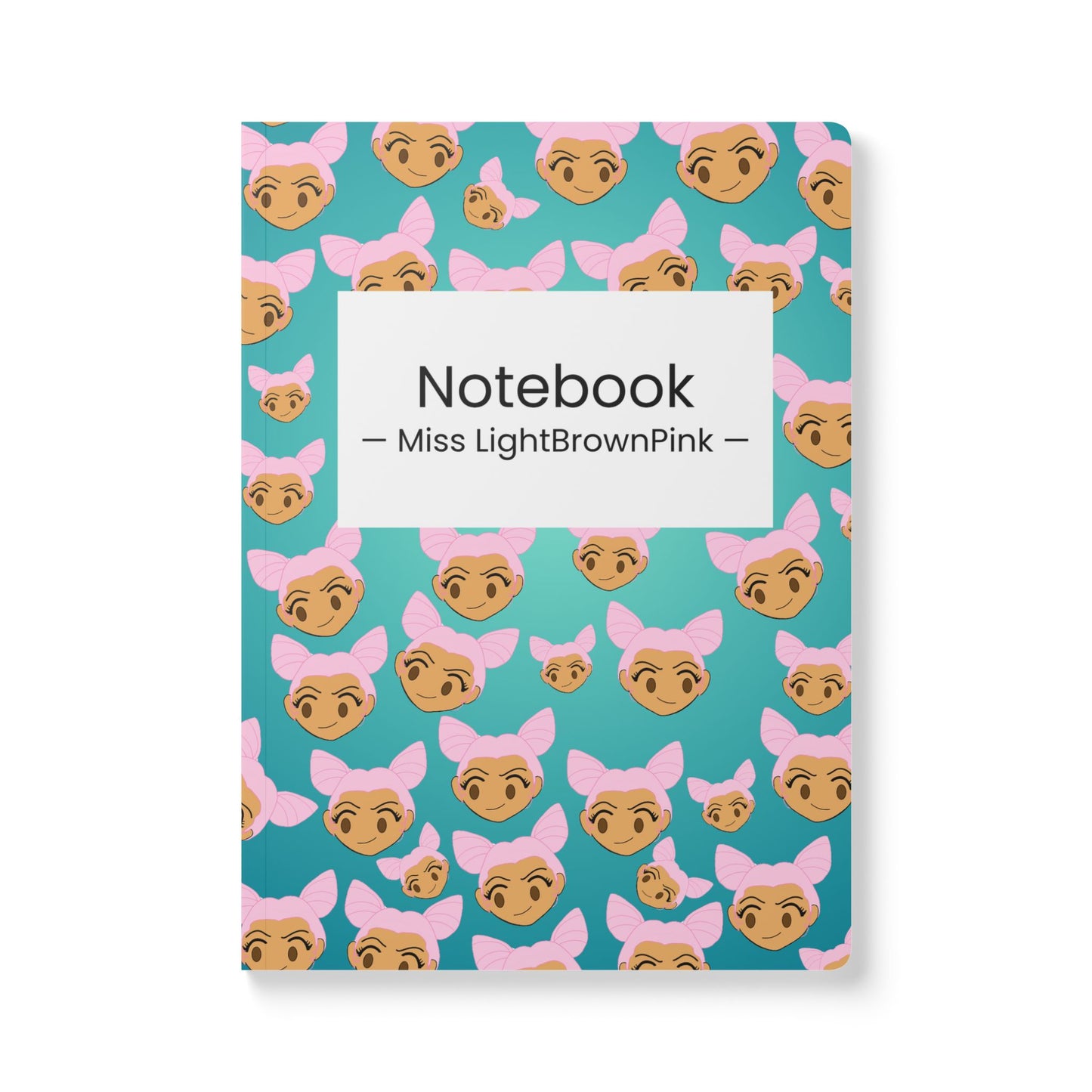 Cute Softcover Journal with Inside Prints – Featuring Miss LightBrownPink