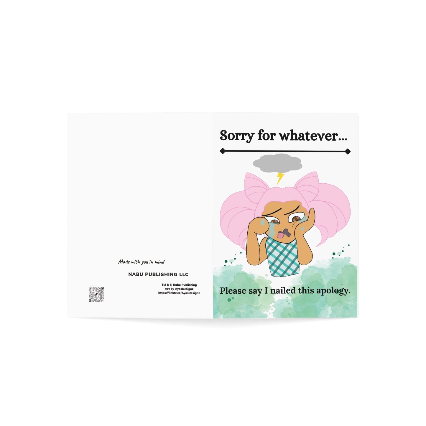 Illustrated Apologetic Greeting Card - Miss LightBrownPink
