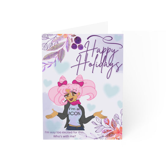 Miss LightBrownPink Cosplay Happy Holidays Greeting Cards Set of 1 or 10