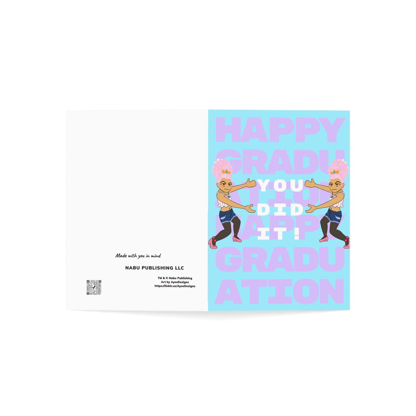 Graduation Greeting Cards - Miss LightBrownPink