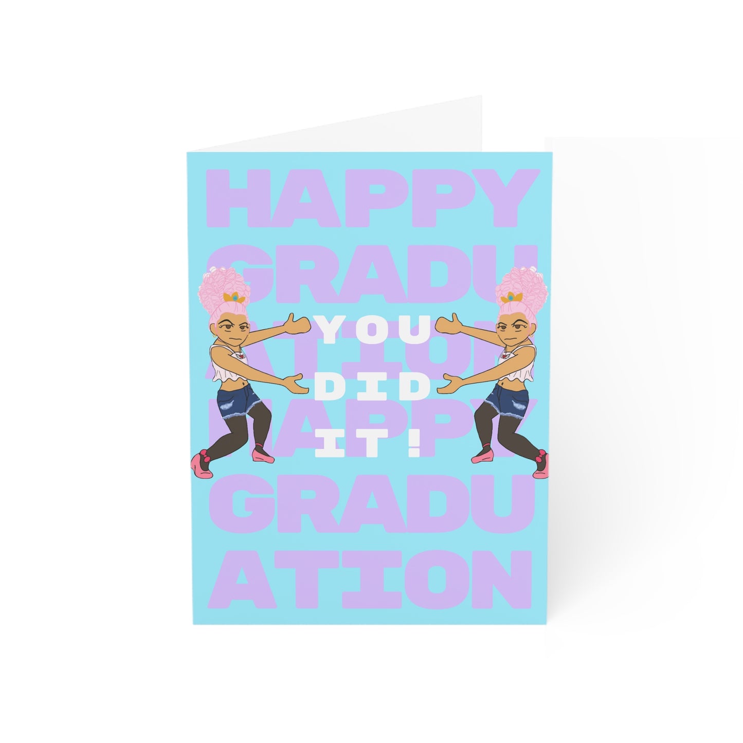Graduation Greeting Cards - Miss LightBrownPink